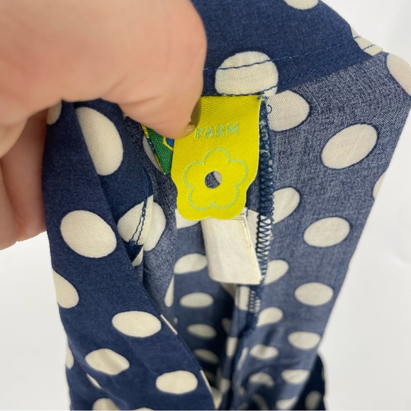 Farm Rio Medium Blue Polka Dot Wide Leg Floral Embroidered Hippie Boho Pants - Picture 9 of 11